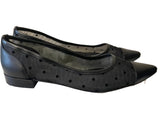 LK BENNETT BLACK SPOT MESH & LEATHER FLATS SIZE 5/38