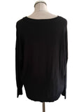 DKNY BLACK EMBOSSED  LOGO FRONT LONG SLEEVE JUMPER SIZE M