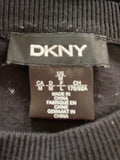 DKNY BLACK EMBOSSED  LOGO FRONT LONG SLEEVE JUMPER SIZE M