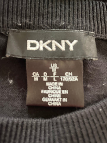 DKNY BLACK EMBOSSED  LOGO FRONT LONG SLEEVE JUMPER SIZE M