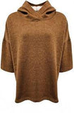 MAMA B ULASSAI BROWN WOOL BLEND PULLOVER 3/4 SLEEVED HOODED TOP SIZE S