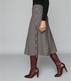 REISS GABRIELLA BLACK & BEIGE ZIG ZAG KNIT A-LINE MIDI SKIRT SIZE S