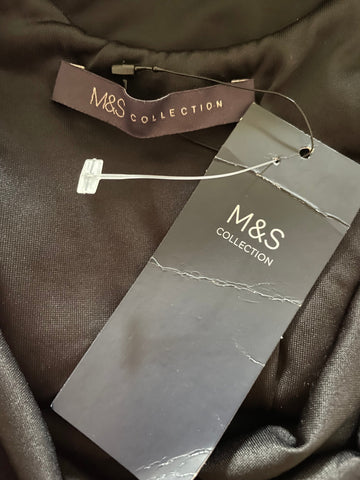 BRAND NEW MARKS & SPENCER BLACK SEQUINNED COWL BACK DRESS SIZE 14