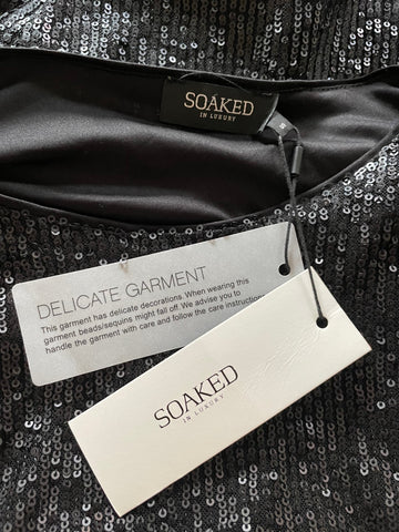 BRAND NEW SOAKED IN LUXURY SABINE BLACK SEQUINNED SLEEVELESS TOP SIZE S