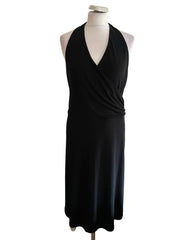 UNBRANDED BLACK JERSEY HALTER NECK A-LINE DRESS  SIZE 16