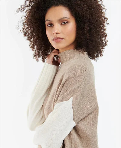 BARBOUR CECILIA KNIT COLOUR BLOCK WOOL BLEND LONG SLEEVED JUMPER SIZE 8