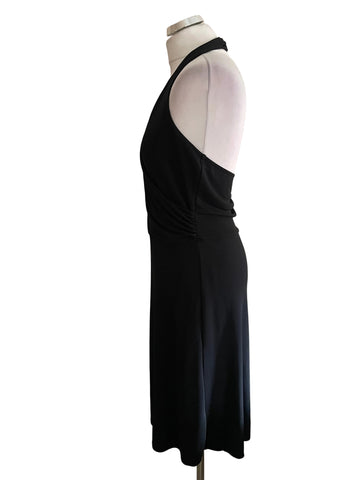 UNBRANDED BLACK JERSEY HALTER NECK A-LINE DRESS  SIZE 16