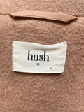 HUSH CAMEL WOOL BLEND DOUBLE BREASTED MIDI LENGTH COAT SIZE 14