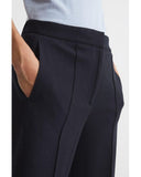 REISS IRIA NAVY BLUE WOOL BLEND HIGH RISE WIDE LEG FORMAL TROUSERS SIZE 10