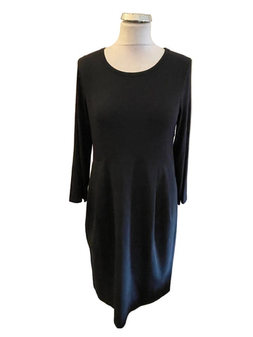 UNBRANDED ITALIAN DESIGNER BLACK JERSEY LONG SLEEVE TOP WITH WOOL SKIRT DRESS SIZE 14