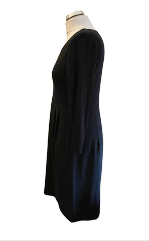 UNBRANDED ITALIAN DESIGNER BLACK JERSEY LONG SLEEVE TOP WITH WOOL SKIRT DRESS SIZE 14