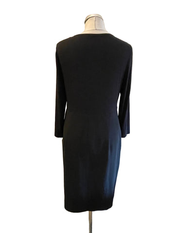 UNBRANDED ITALIAN DESIGNER BLACK JERSEY LONG SLEEVE TOP WITH WOOL SKIRT DRESS SIZE 14