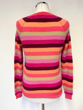 CLEMENTS RIBEIRO 100% CASHMERE MULTI COLOURED STRIPE LONG SLEEVED JUMPER SIZE M