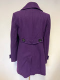 WALLIS PURPLE WOOL MIX COLLARED DOUBLE BREASTED COAT SIZE 12