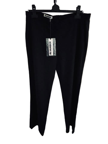 BRAND NEW JIL SANDER ANGELO BLACK 100% VIRGIN WOOL STRAIGHT LEG TROUSERS SIZE 40 UK 14