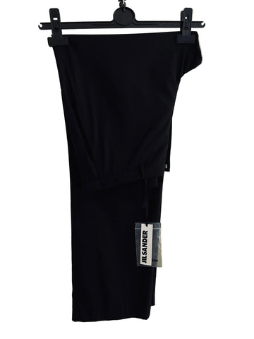 BRAND NEW JIL SANDER ANGELO BLACK 100% VIRGIN WOOL STRAIGHT LEG TROUSERS SIZE 40 UK 14