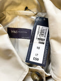 BRAND NEW MARKS & SPENCER BEIGE (BUFF) SHOWERPROOF MAC SIZE 10