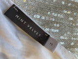 MINT VELVET WHITE SEQUINNED V NECK SLEEVELESS TOP SIZE M