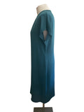 JAEGER SILK MIX TEAL SHORT SLEEVE SHIFT DRESS  SIZE 12