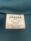 JAEGER SILK MIX TEAL SHORT SLEEVE SHIFT DRESS  SIZE 12