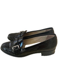 HOBBS BLACK PATENT LEATHER SLIP ON BUCKLE TRIM LOAFERS SIZE 7.5/41