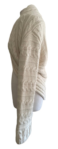 GHOST CREAM CABLE CHUNKY KNIT BOLERO CARDIGAN SIZE L