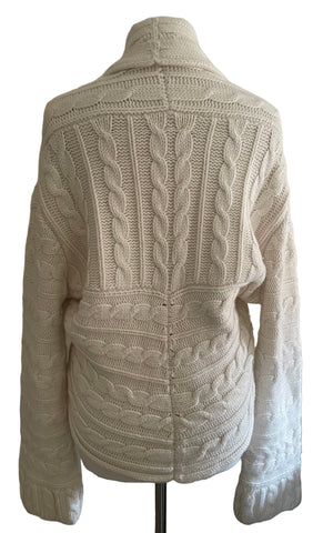 GHOST CREAM CABLE CHUNKY KNIT BOLERO CARDIGAN SIZE L