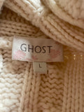 GHOST CREAM CABLE CHUNKY KNIT BOLERO CARDIGAN SIZE L
