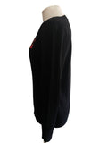 DKNY BLACK ROUND NECK SEQUIN HEART TRIM JUMPER  SIZE M