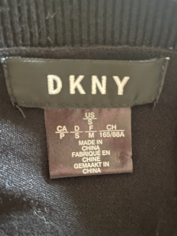 DKNY BLACK ROUND NECK SEQUIN HEART TRIM JUMPER  SIZE M