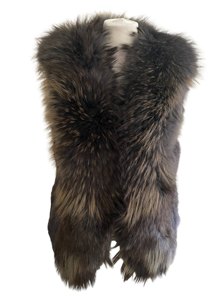 BRAND NEW CATCH ME GREY RACOON & CONEY FUR GILET SIZE S/M
