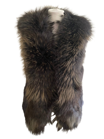 BRAND NEW CATCH ME GREY RACOON & CONEY FUR GILET SIZE S/M