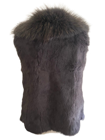 BRAND NEW CATCH ME GREY RACOON & CONEY FUR GILET SIZE S/M