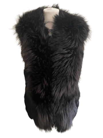 BRAND NEW CATCH ME BLACK RACOON & CONEY FUR GILET SIZE S/M