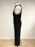 MONSOON BLACK & SILVER BEAD EMBELLISHED SLEEVELESS JUMPSUIT SIZE 12