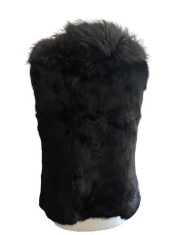 BRAND NEW CATCH ME BLACK RACOON & CONEY FUR GILET SIZE S/M