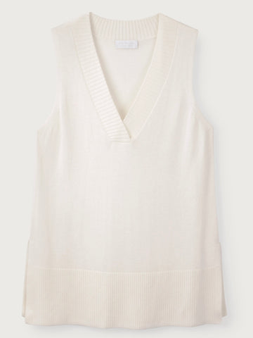 WHITE COMPANY WHITE KNIT V NECK SLEEVELESS TANK TOP SIZE L