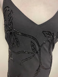 JKARA BLACK BEADED FINE STRAP ASYMMETRIC HEM SPECIAL OCCASION/ COCKTAIL DRESS SIZE 12