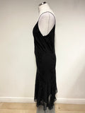 JKARA BLACK BEADED FINE STRAP ASYMMETRIC HEM SPECIAL OCCASION/ COCKTAIL DRESS SIZE 12