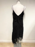 JKARA BLACK BEADED FINE STRAP ASYMMETRIC HEM SPECIAL OCCASION/ COCKTAIL DRESS SIZE 12