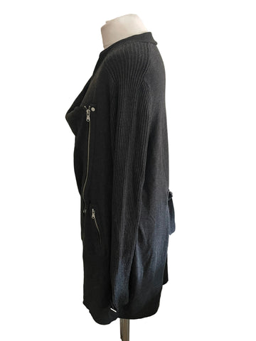 MINT VELVET GREY WRAP FRONT ZIP UP CARDIGAN/JACKET SIZE 14