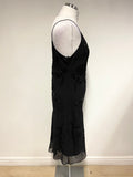 JKARA BLACK BEADED FINE STRAP ASYMMETRIC HEM SPECIAL OCCASION/ COCKTAIL DRESS SIZE 12