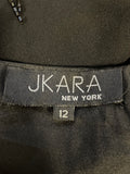 JKARA BLACK BEADED FINE STRAP ASYMMETRIC HEM SPECIAL OCCASION/ COCKTAIL DRESS SIZE 12