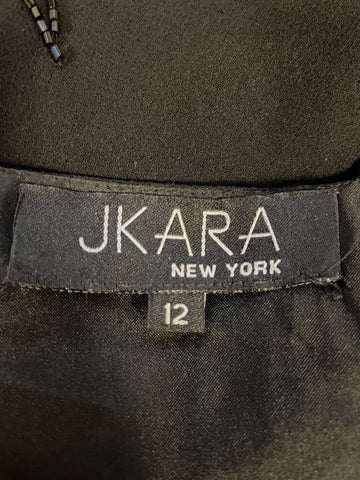 JKARA BLACK BEADED FINE STRAP ASYMMETRIC HEM SPECIAL OCCASION/ COCKTAIL DRESS SIZE 12