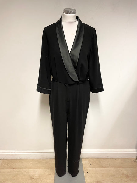 SUGARHILL BLACK TUXEDO STYLE 3/4 SLEEVED JUMPSUIT SIZE 12