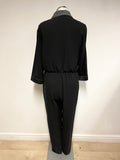 SUGARHILL BLACK TUXEDO STYLE 3/4 SLEEVED JUMPSUIT SIZE 12