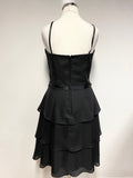VERA MONT BLACK FINE STRAP TIERED SKIRT SPECIAL OCCASION DRESS SIZE 10