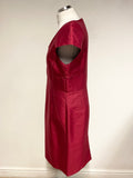 HOBBS INVITATION RED WOOL & SILK BLEND CAP SLEEVED SPECIAL OCCASION DRESS SIZE 14