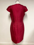 HOBBS INVITATION RED WOOL & SILK BLEND CAP SLEEVED SPECIAL OCCASION DRESS SIZE 14