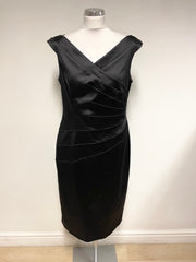 COAST BLACK SATIN WIDE NECKLINE SPECIAL OCCASION PENCIL DRESS  SIZE 16